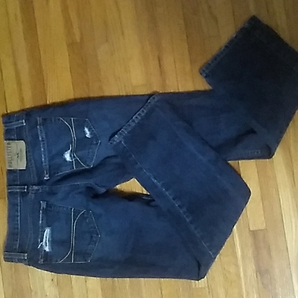 Distressed Jeans  Dark Classic Straight Hollister  26 X 30 - Picture 1 of 16
